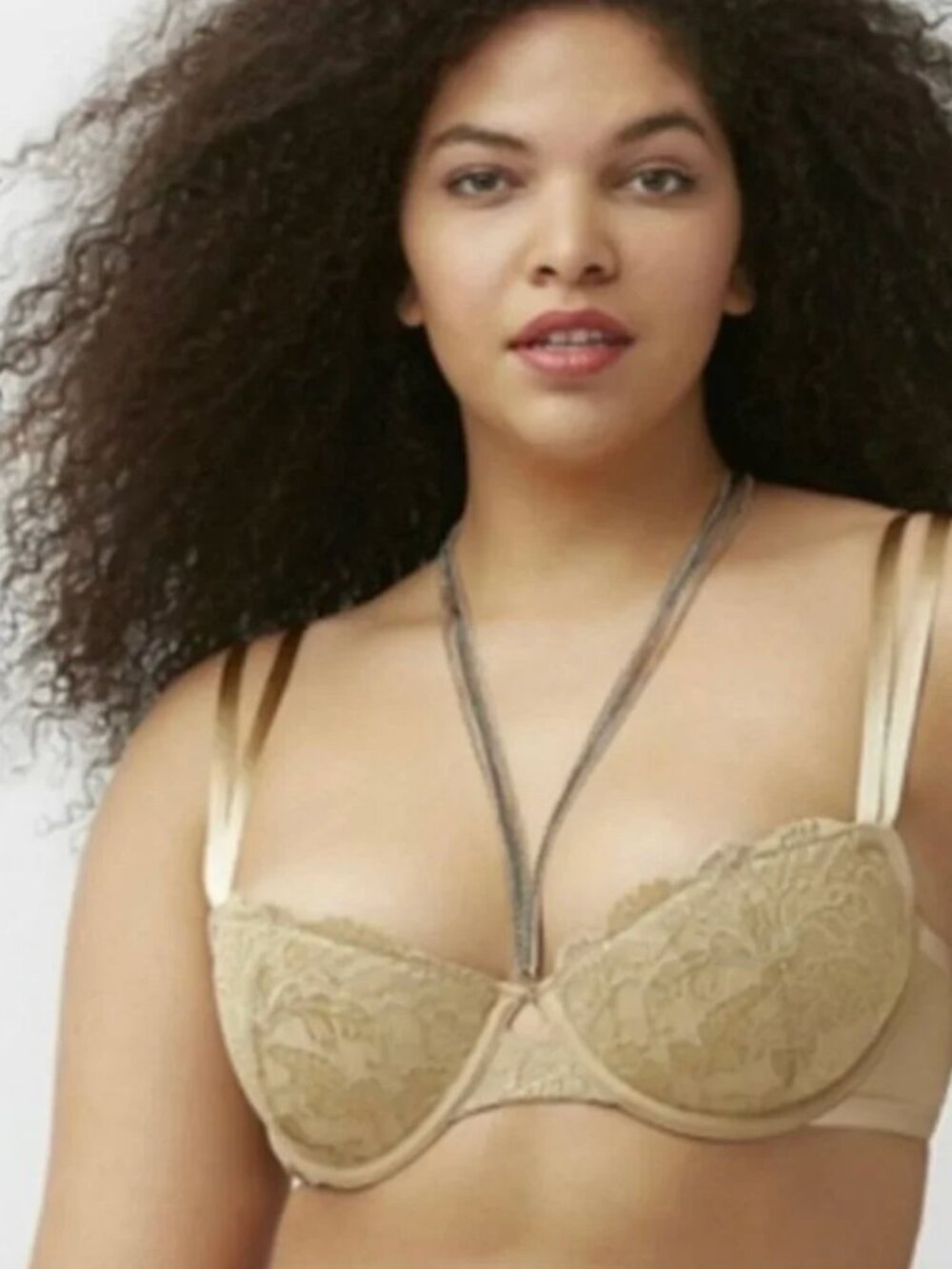 EUC Cacique Jewelry Bra Cut Down Demi Halter 38C